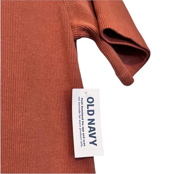 Old Navy Midi Dress, Fitted Rib-Knit Scoop-Neck, Cherry Burch/Brown, Lar… - Picture 3 of 6